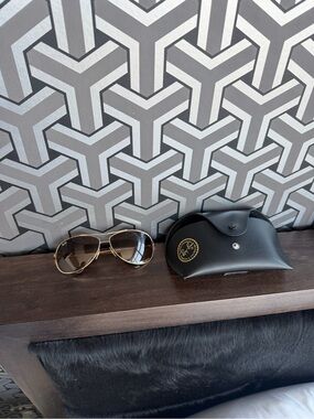 Ray-Ban Gold Frame Sunglasses with Brown Lenses
